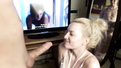 This Blonde Girl is Addicted to Sucking and Swallowing