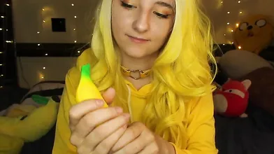 AftynRose ASMR Bananya Kittycat eating Bananas August Video