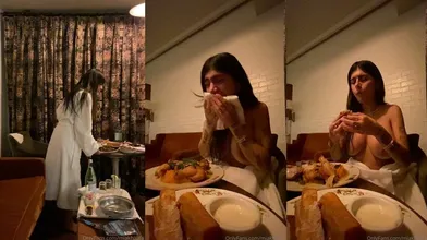 Mia Khalifa Making Hotel Dinner Topless Video Leaked