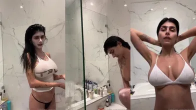Mia Khalifa Nude Wet Tank Top Shower OnlyFans Livestream Leaked