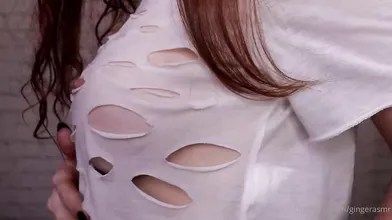 Ginger ASMR T-shirt Pulling, Plucking and Wetting OnlyFans Video