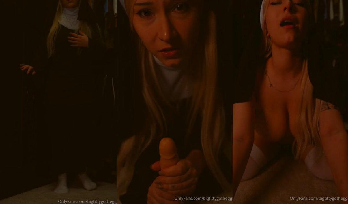 BigTittyGothEgg Nun Cosplay Dildo Ride POV Video Leaked