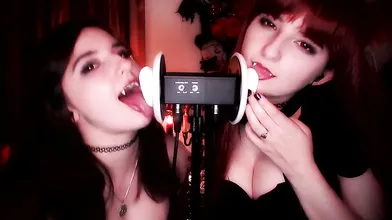 AftynRose ASMR Twin Ear Licking & Biting Babes Video
