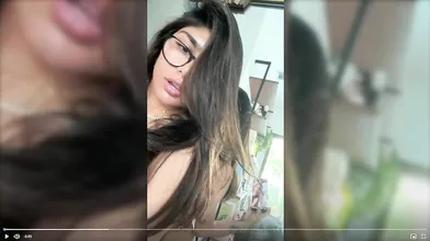 Mia Khalifa Topless Handbra Glasses Onlyfans Video Leaked