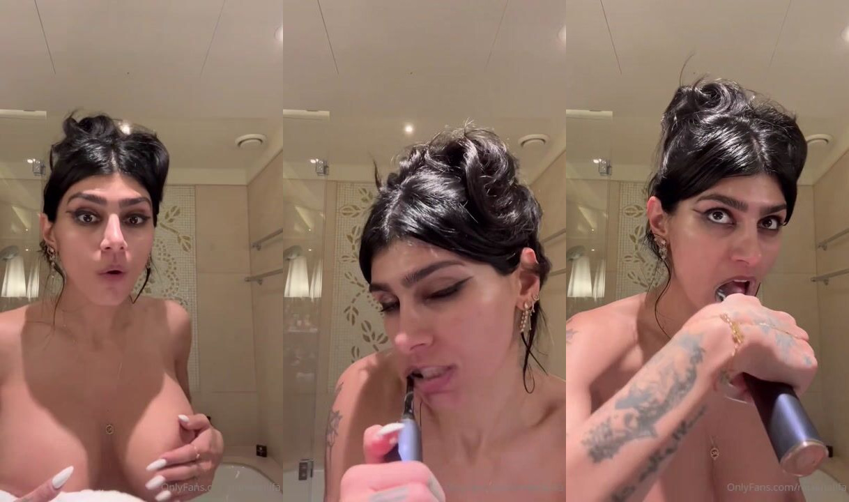 Mia Khalifa Topless Teeth Brushing OnlyFans Video Leaked