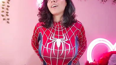 Spidergirl _Miss_Hinata_ Rubs Her Pussy Then Shows Her Tits
