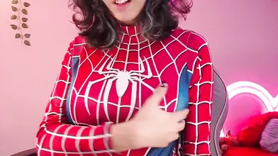 Spidergirl _Miss_Hinata_ Rubs Her Pussy Then Shows Her Tits