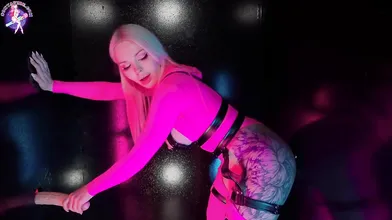 Sonya Vibe As A Pink Guard Uses Two Dildos