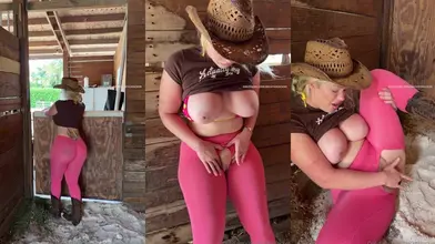 Becky Crocker: PAWG Masturbation in Stable with Big Boobs