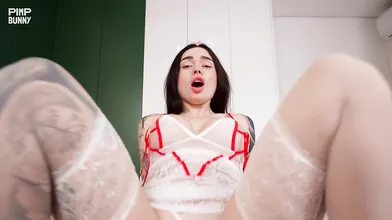 Seductive Nurse Nikky Dandeli's Blowjob and Cum Finish