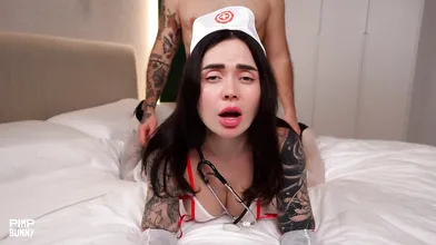 Seductive Nurse Nikky Dandeli's Blowjob and Cum Finish