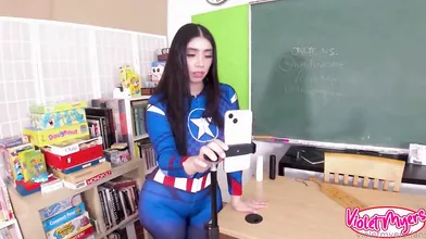 Violet Myers Drilled in Cosplay at School