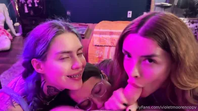 Triple Blowjob: Violet Moore, Pandora Skye & MissLeahHayes