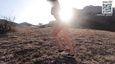 Risky Nude Walk in the Mountains