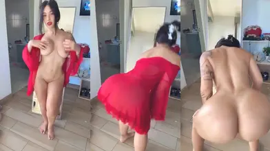 SoyMafe Twerks Her Lusty Ass in Red Silk Robe