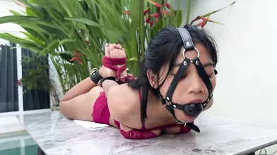Lil Europa Gets Hogtied & Mouth Fucked on the Table