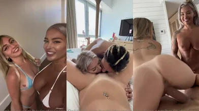 Hayley Davies And Her Friend Share Big Cock