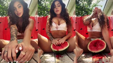 Emjayplays Plays With Her Watermelon For You