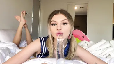 Mila Sobolov Sucks A Dildo