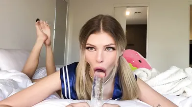 Mila Sobolov Sucks A Dildo