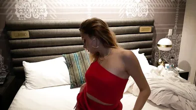 Young Girl In Red Dress Fucks Stranger In Bed