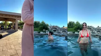 Christina Khalil Strips To Try Different Bikinis