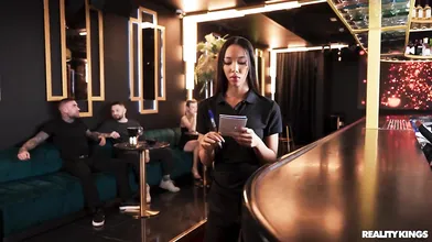 Customer Bangs Waitress Lia Lin At The Bar