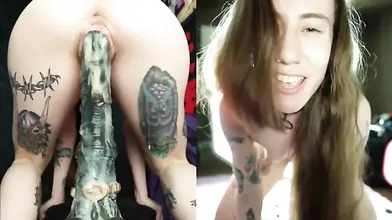 LiliJunex Inserts A Giant Toy In Her Pussy