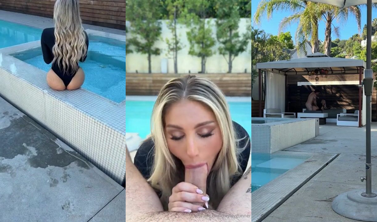Kayley Gunner Gives A Sloppy BJ By The Pool
