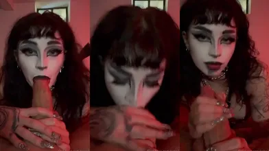 Lems7 Sucks Cock With Goth Makeup On