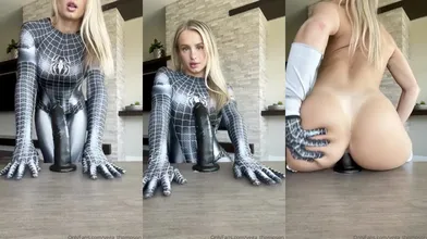 Vega Thompson Sits On A Black Dildo