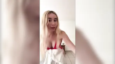 Lil Tay Night Shower In Her Red Bikini