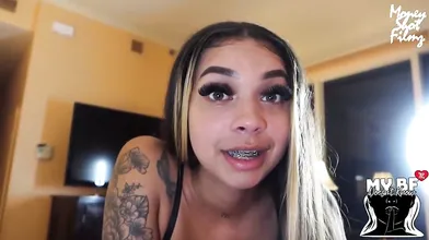 Hannah Marie Milks A Cock With Her Mouth