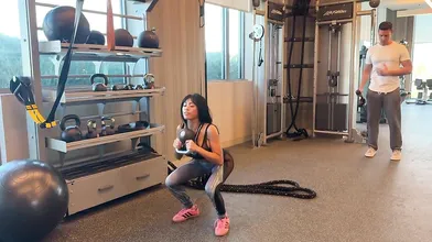 Nicole Doshi & Ember Snow Multiple Orgasms Threesome With Random Guy At Gym