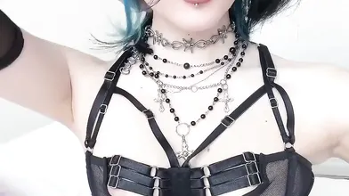 Jorace Kujo Rubs Her Wet Little Pussy In Goth Lingerie