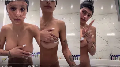 Mia Khalifa Doing Makeup With Her Tits Out