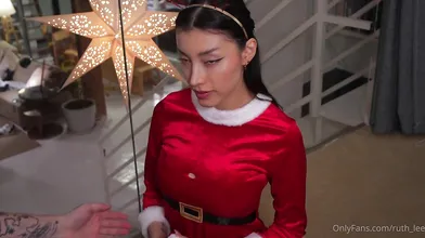 Santa's Reindeer Ruth Lee Gives A Sloppy Blowjob