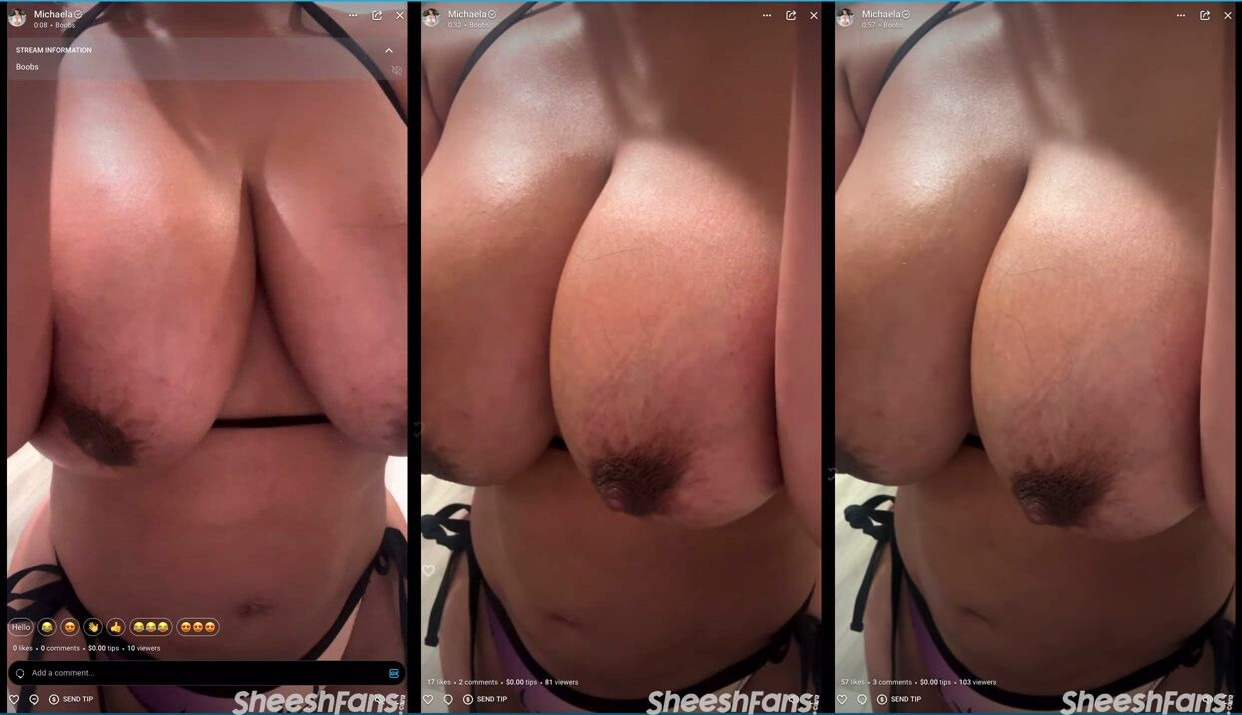 Sheismichaela Closeup Enormes Mamilos Nus Vazaram Vídeo Onlyfans