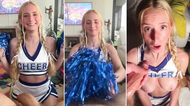 Cheerleader Madison Moores Rides BF's Cock