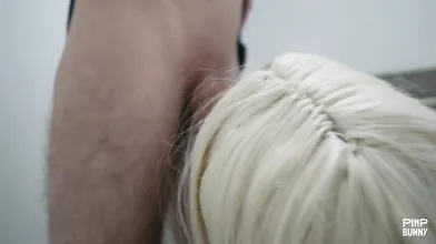 Peach Bitch Gives Stranger A BJ During Elevator Ride