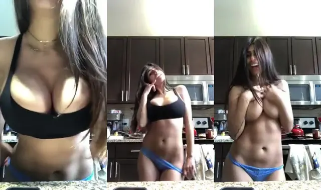 Mia Khalifa Nude Kitchen Strip Video