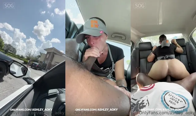 Free Ashley Aoky Rides BBC in Car with Reverse Cowgirl