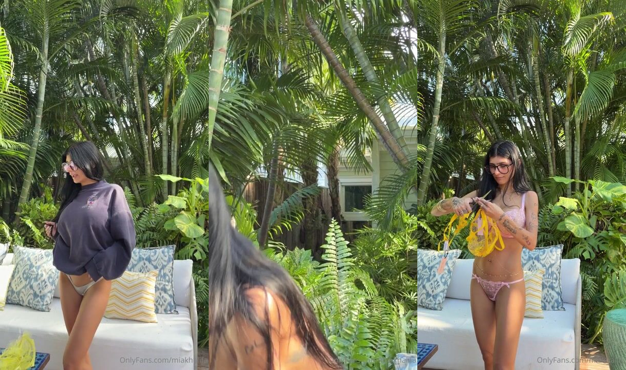 Experimente a lingerie ao ar livre de Mia Khalifa