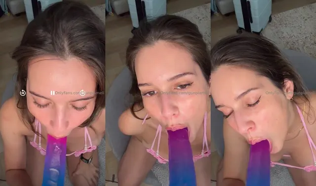 Gunplameli Gives A Blowjob To A Dildo