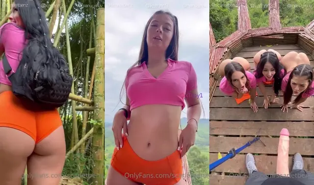 Outdoor Blowjob: Kathrin3, Scarlet Benz & Manu_Muv Share Fun