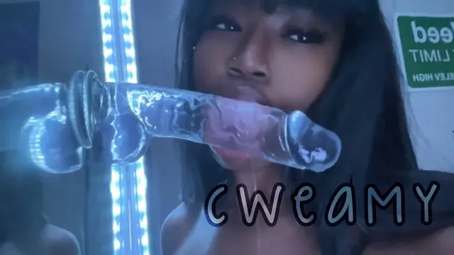 CweamyPussy's Seductive Saliva on a Dildo