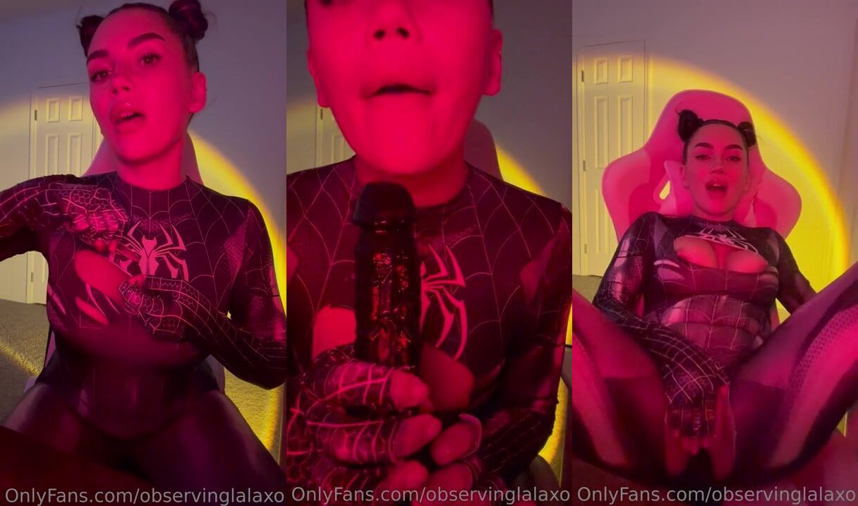 Observinglalaxo in Black Spider-Woman Cosplay: Solo Pleasure