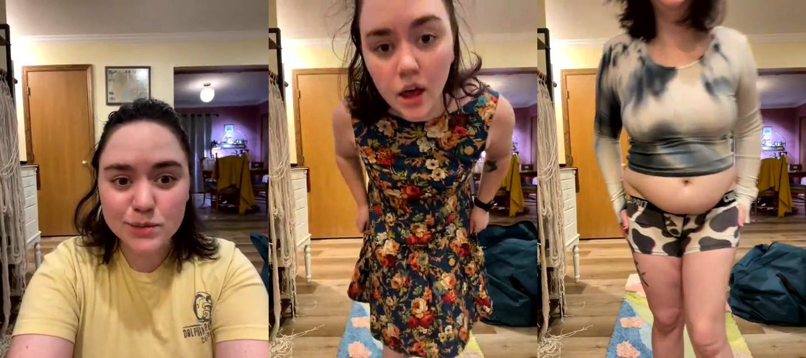 Snackupjackie Strips for Her New Clothes Try-On