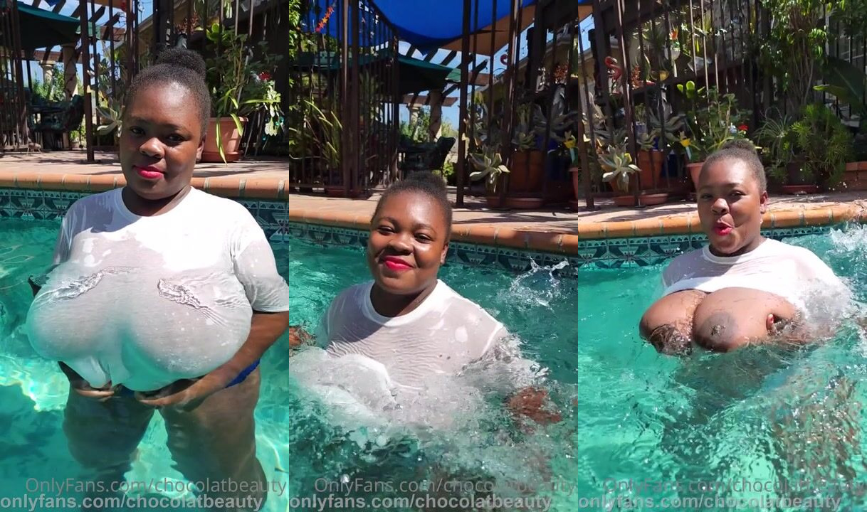 Chocolatbeauty Exposes Tits Poolside