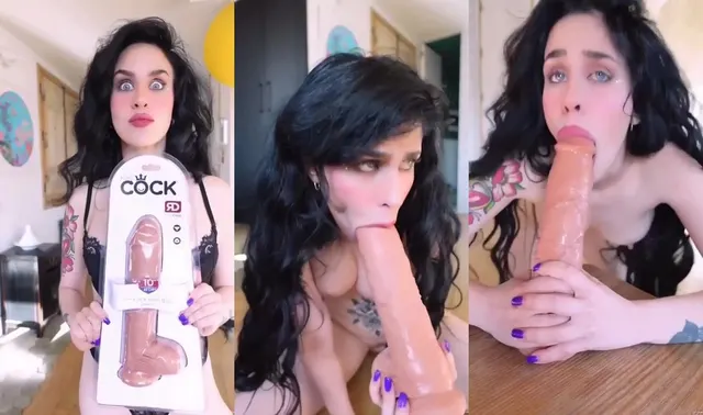 Callmeliliethh Chokes on a Gigantic Dildo
